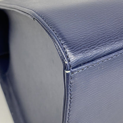 Christian Dior Hand Bag Tote Purse Leather Navy Authentic