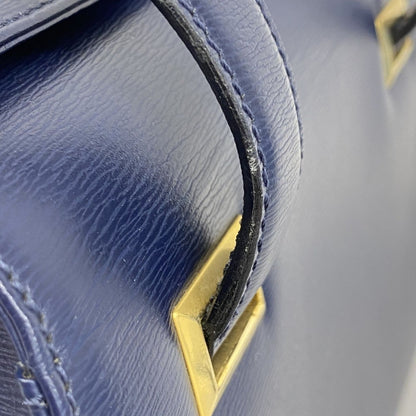 Christian Dior Hand Bag Tote Purse Leather Navy Authentic