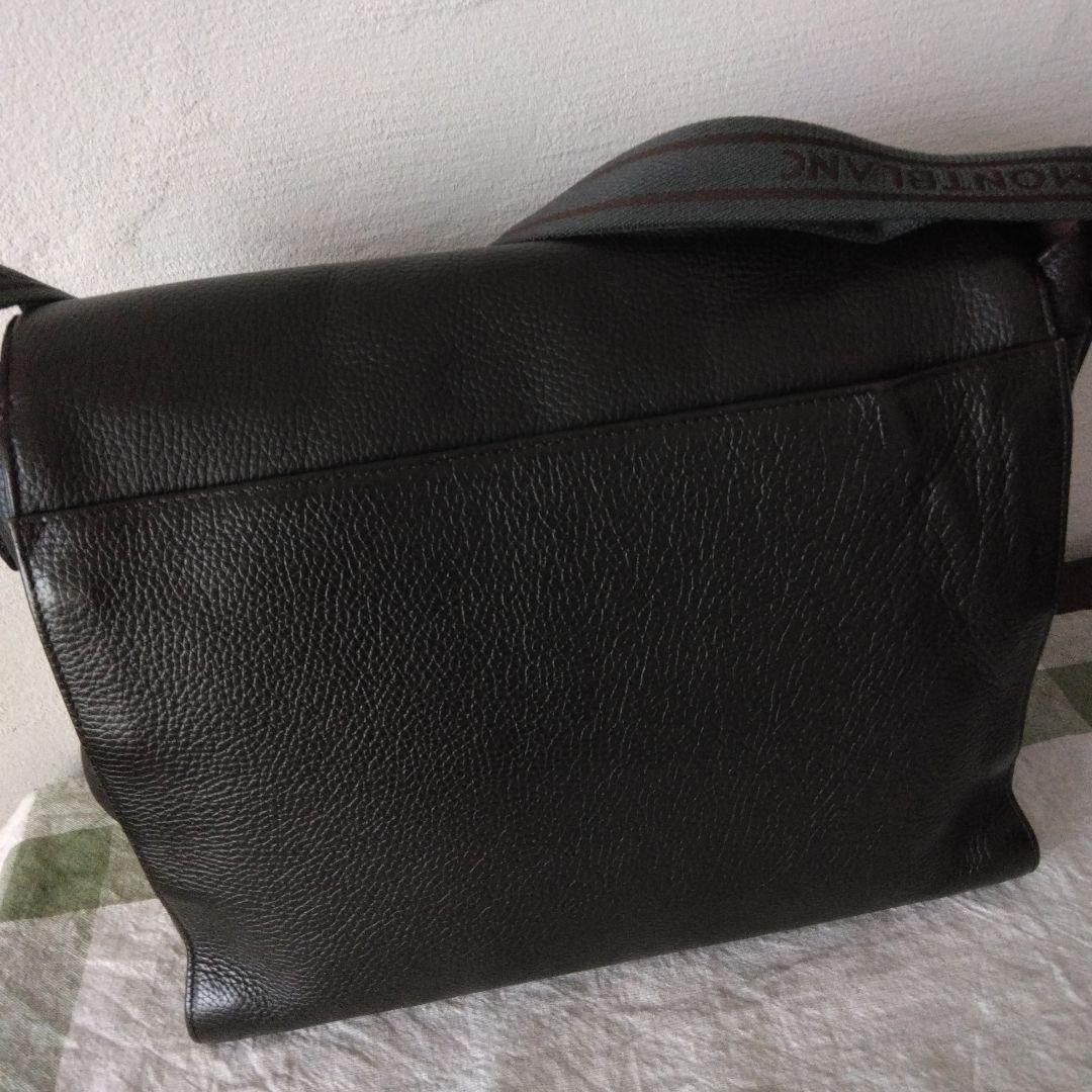 Montblanc Shoulder Bag Purse Leather Dark Brown Authentic