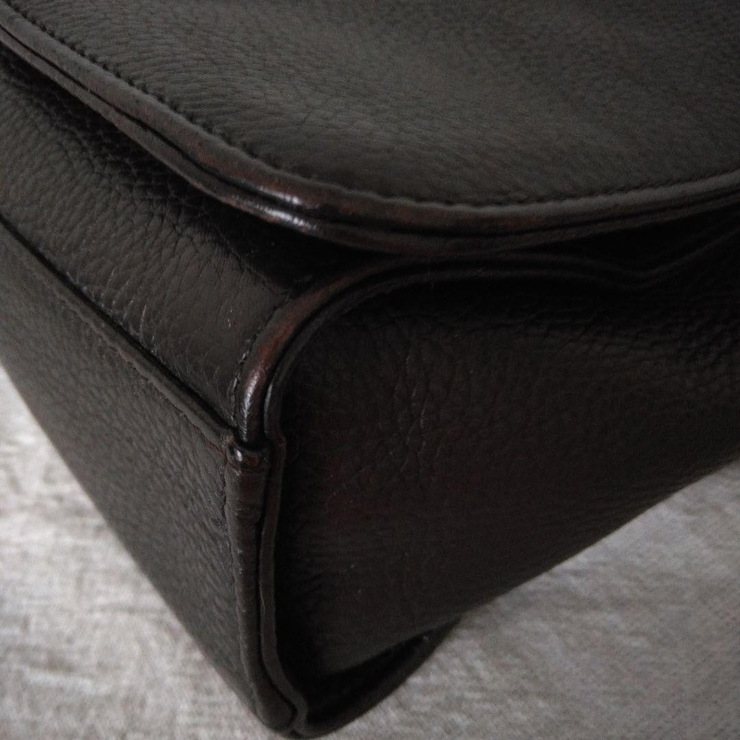 Montblanc Shoulder Bag Purse Leather Dark Brown Authentic
