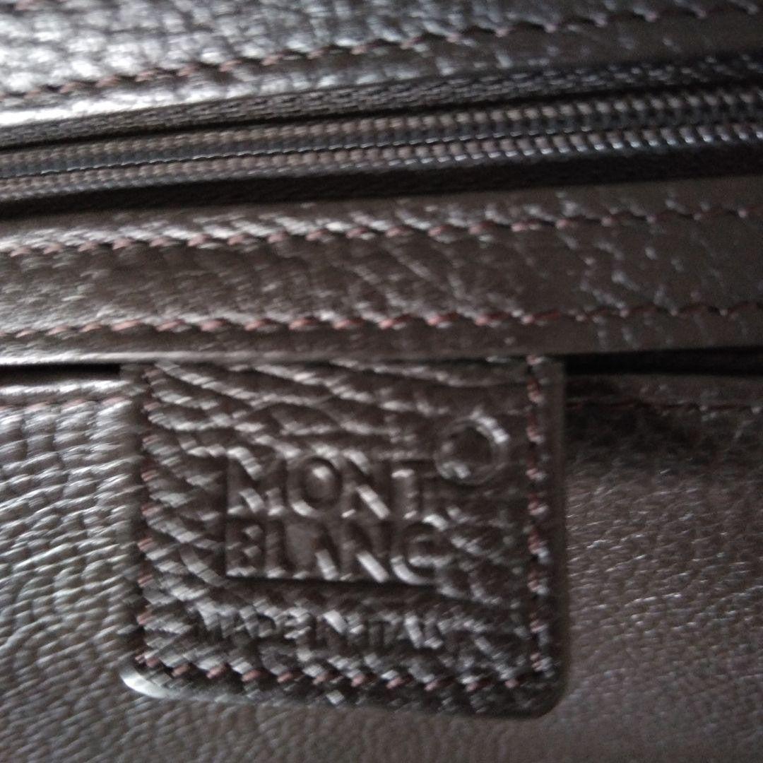 Montblanc Shoulder Bag Purse Leather Dark Brown Authentic