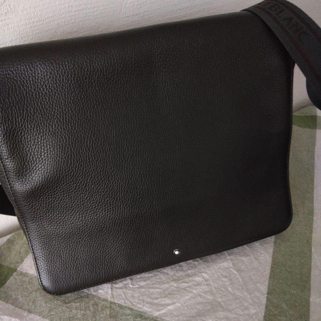 Montblanc Shoulder Bag Purse Leather Dark Brown Authentic