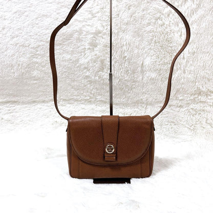 Valentino Garavani Shoulder Bag Purse Logo Leather Brown Authentic