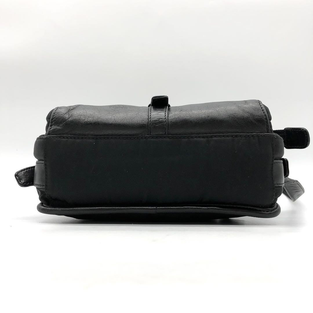 PRADA Shoulder Bag Purse Logo Nylon Leather Black Authentic