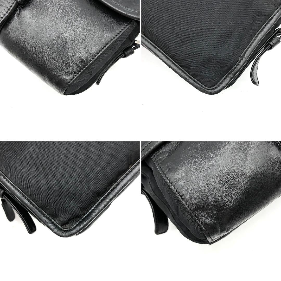 PRADA Shoulder Bag Purse Logo Nylon Leather Black Authentic