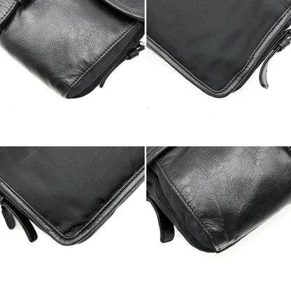 PRADA Shoulder Bag Purse Logo Nylon Leather Black Authentic