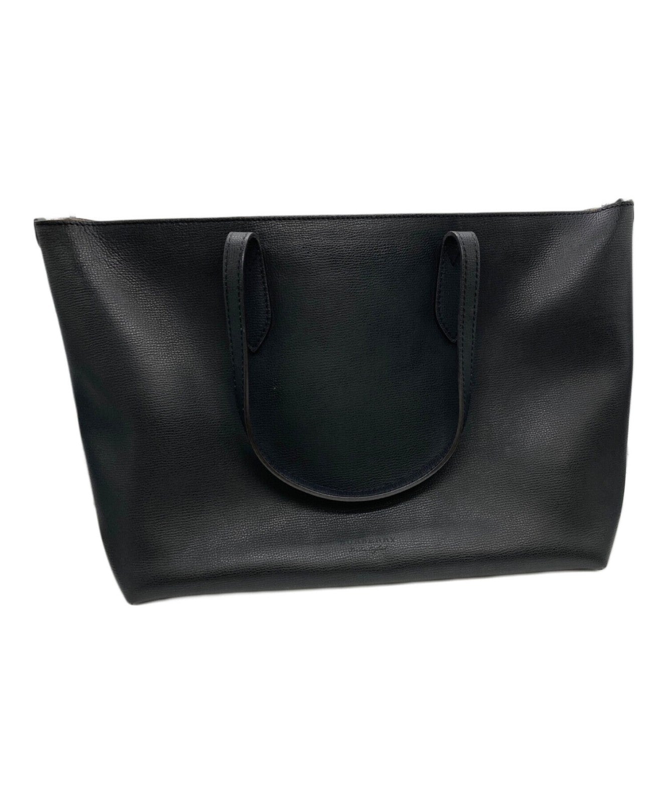 BURBERRY Hand Bag Tote Purse Nova Check Leather Black Authentic