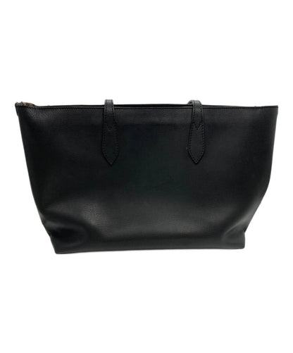 BURBERRY Hand Bag Tote Purse Nova Check Leather Black Authentic