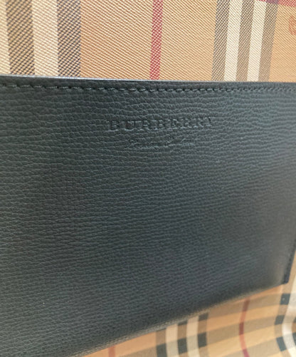 BURBERRY Hand Bag Tote Purse Nova Check Leather Black Authentic