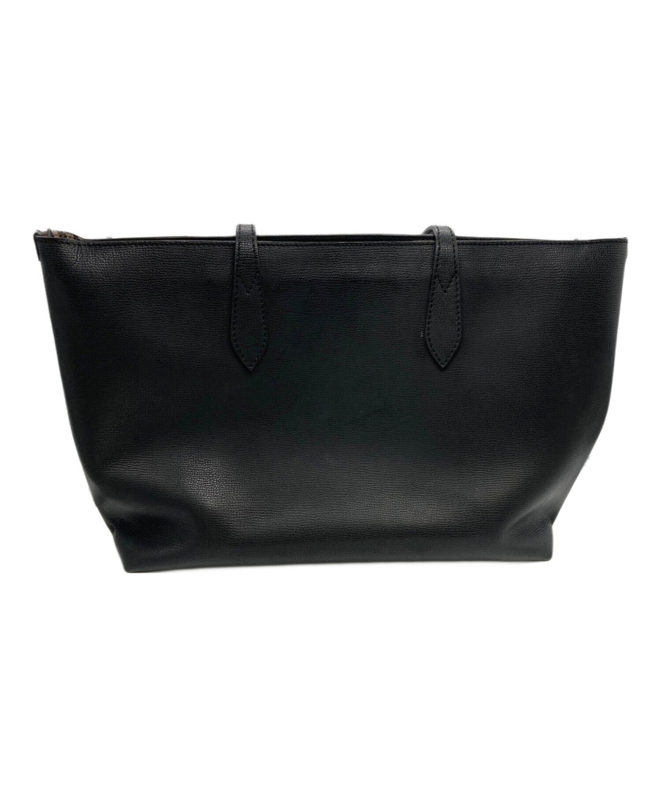 BURBERRY Hand Bag Tote Purse Nova Check Leather Black Authentic