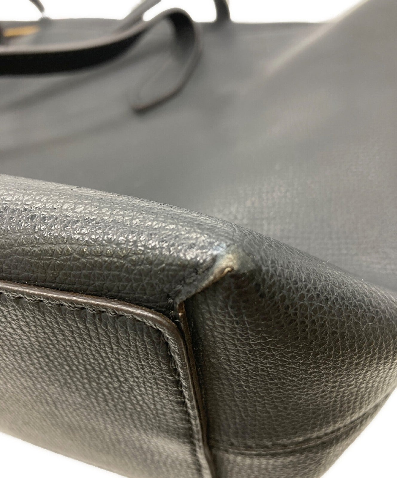 BURBERRY Hand Bag Tote Purse Nova Check Leather Black Authentic
