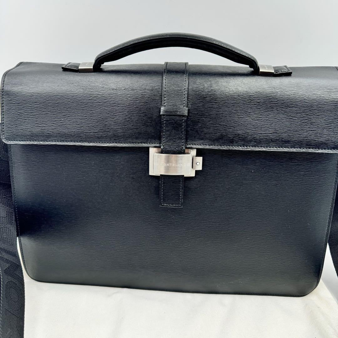 Montblanc Business Bag Briefcase 2way Leather Black Authentic