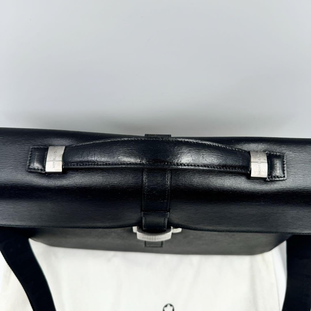 Montblanc Business Bag Briefcase 2way Leather Black Authentic