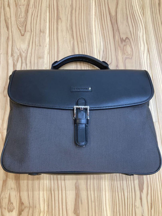 Montblanc Business Bag Briefcase Nylon Leather Black Gray Authentic