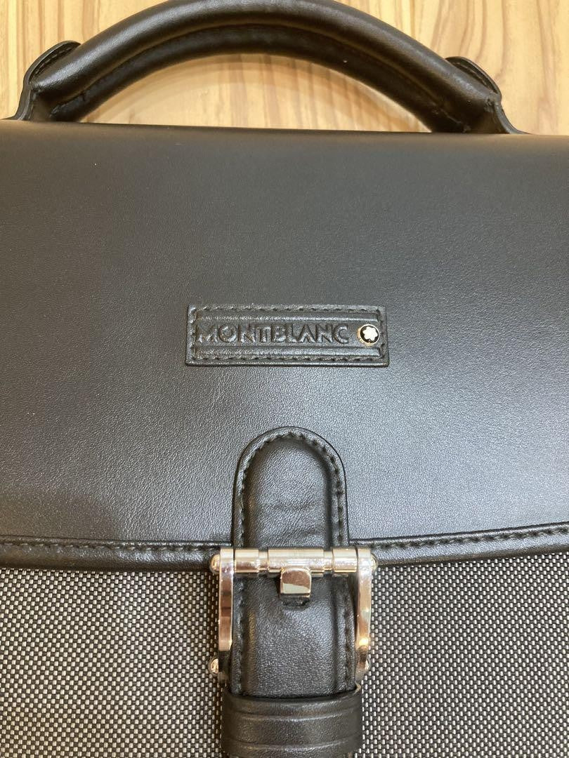 Montblanc Business Bag Briefcase Nylon Leather Black Gray Authentic
