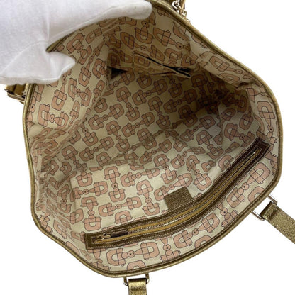 GUCCI Hand Bag Tote Purse Sherry Line GG Canvas Leather Authentic