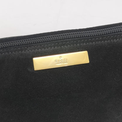 GUCCI Hand Bag Tote Purse Accessory Pouch Suede Leather Black Authentic