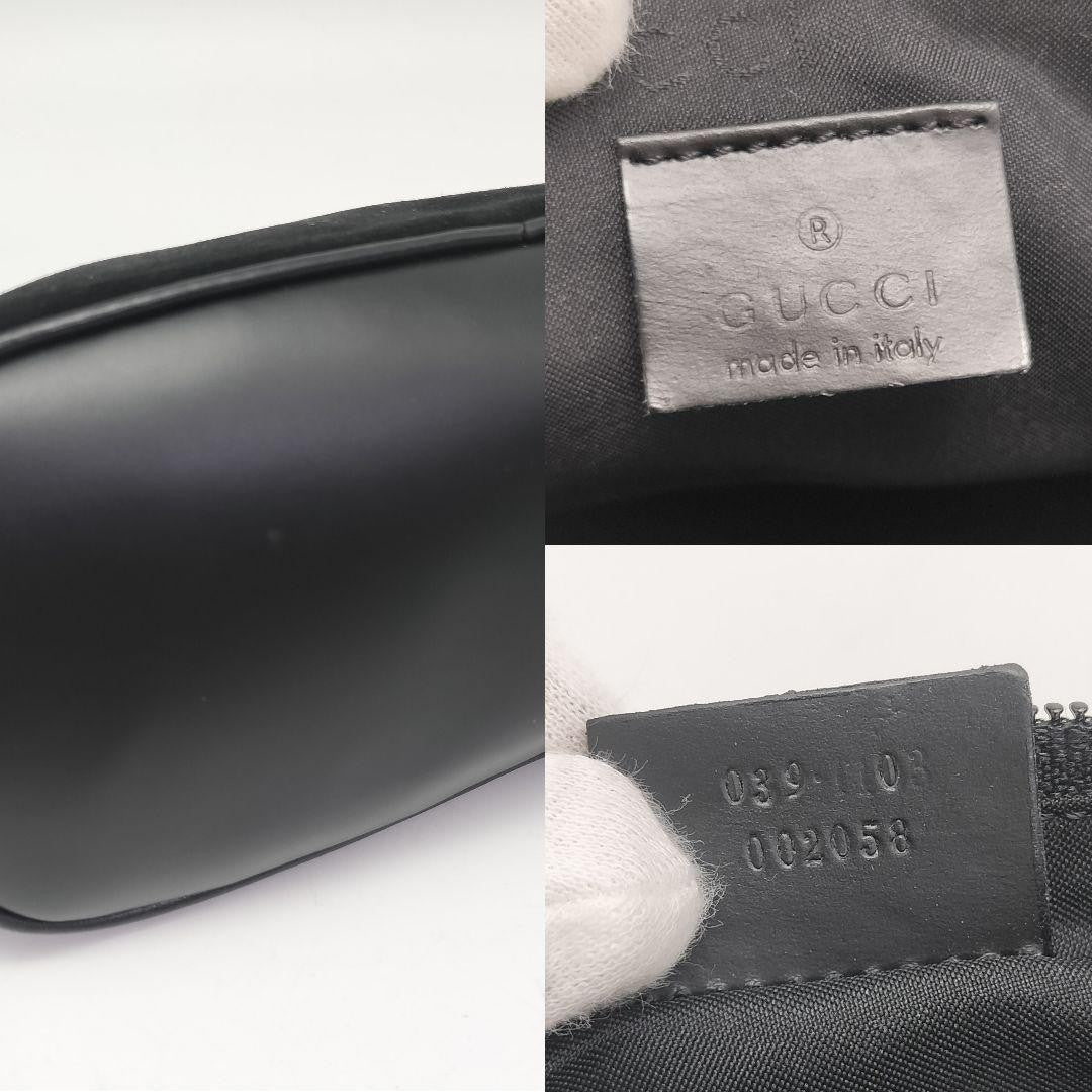 GUCCI Hand Bag Tote Purse Accessory Pouch Suede Leather Black Authentic