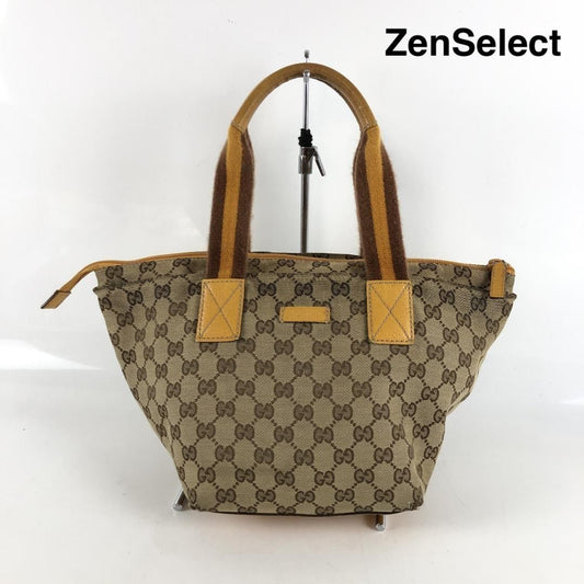 GUCCI Hand Bag Tote Purse Sherry Line GG Canvas Beige Yellow Authentic