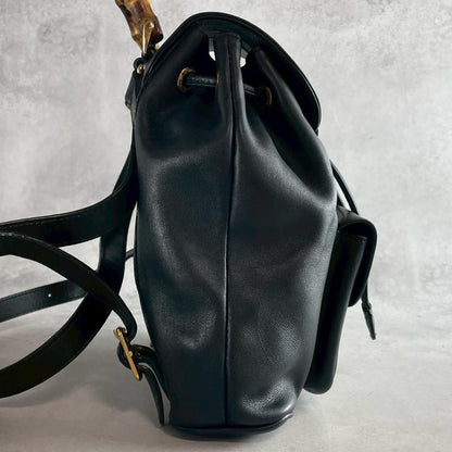 GUCCI Mini Backpack Bamboo Leather Black Authentic