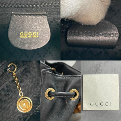 GUCCI Mini Backpack Bamboo Leather Black Authentic