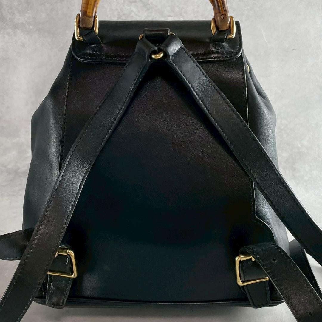 GUCCI Mini Backpack Bamboo Leather Black Authentic