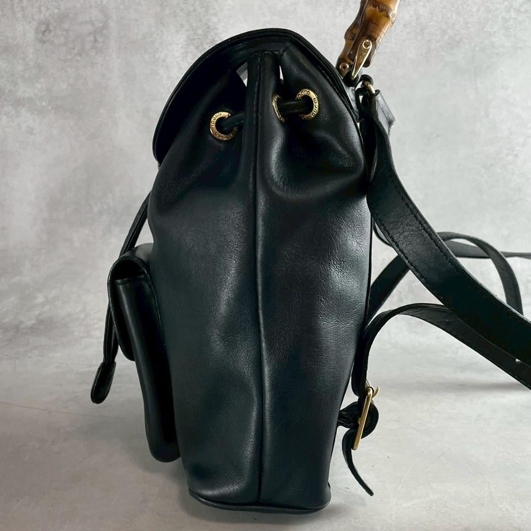 GUCCI Mini Backpack Bamboo Leather Black Authentic