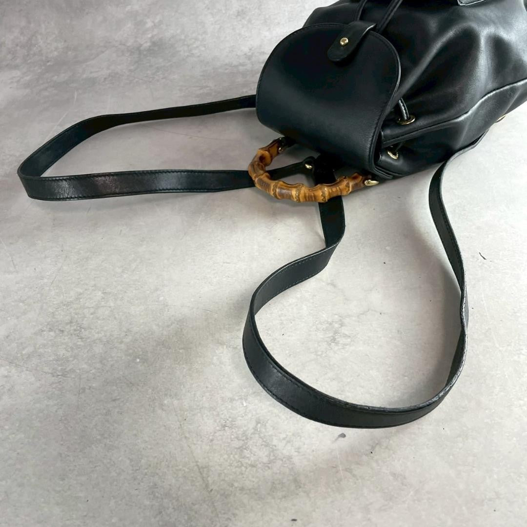 GUCCI Mini Backpack Bamboo Leather Black Authentic