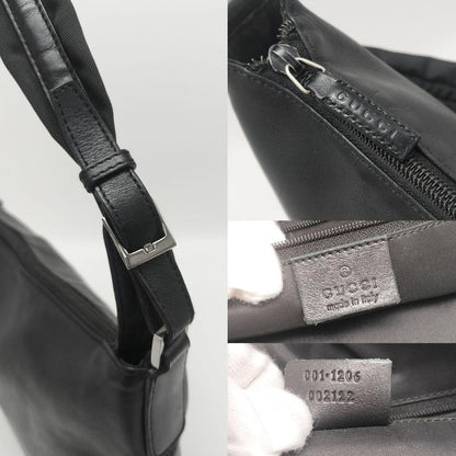 GUCCI Shoulder Bag Purse Leather Black Authentic