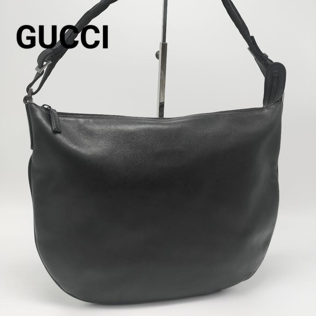 GUCCI Shoulder Bag Purse Leather Black Authentic