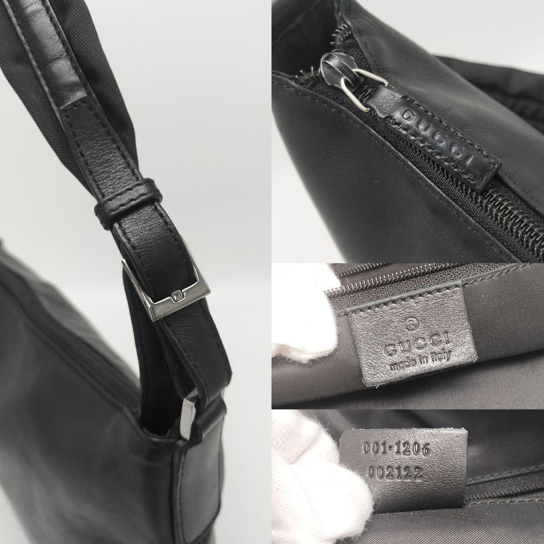 GUCCI Shoulder Bag Purse Leather Black Authentic