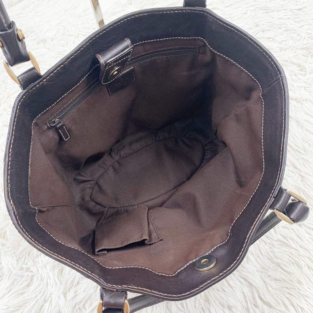 GUCCI Hand Bag Tote Purse GG Canvas Leather Beige Brown Authentic