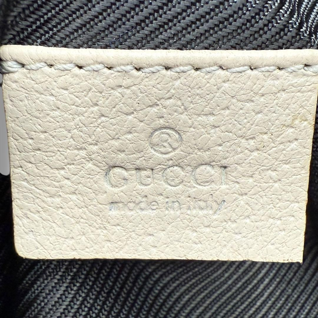 GUCCI Vanity Bag Accessory Pouch GG Canvas Leather Brown White Authentic