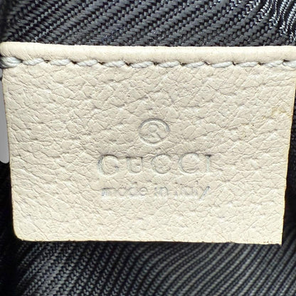 GUCCI Vanity Bag Accessory Pouch GG Canvas Leather Brown White Authentic