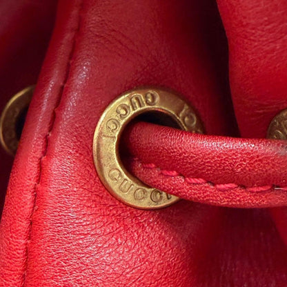 GUCCI Backpack Mini Bamboo Leather Red Authentic