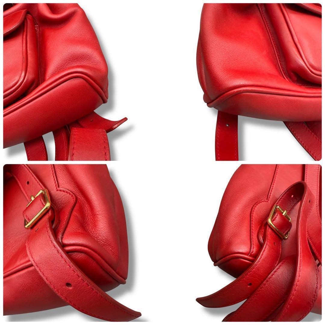 GUCCI Backpack Mini Bamboo Leather Red Authentic