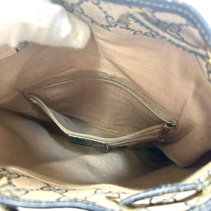 GUCCI Shoulder Bag Purse GG Supreme PVC Beige Navy Authentic