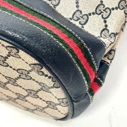 GUCCI Shoulder Bag Purse GG Supreme PVC Beige Navy Authentic