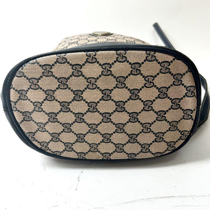 GUCCI Shoulder Bag Purse GG Supreme PVC Beige Navy Authentic
