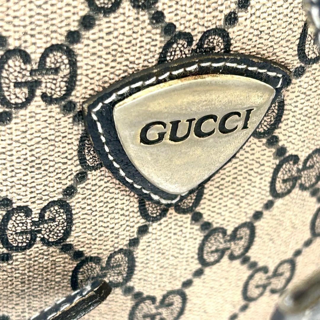 GUCCI Shoulder Bag Purse GG Supreme PVC Beige Navy Authentic