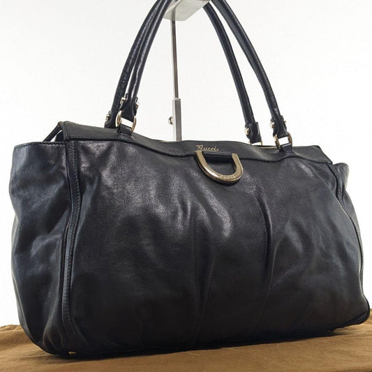 GUCCI Hand Bag Tote Purse Leather Black Authentic