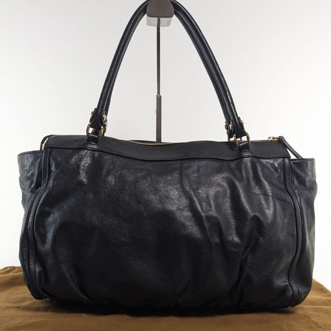 GUCCI Hand Bag Tote Purse Leather Black Authentic
