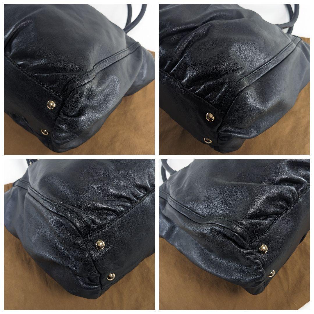 GUCCI Hand Bag Tote Purse Leather Black Authentic
