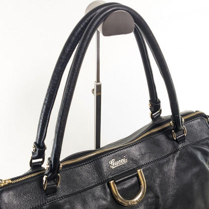 GUCCI Hand Bag Tote Purse Leather Black Authentic