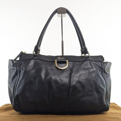 GUCCI Hand Bag Tote Purse Leather Black Authentic
