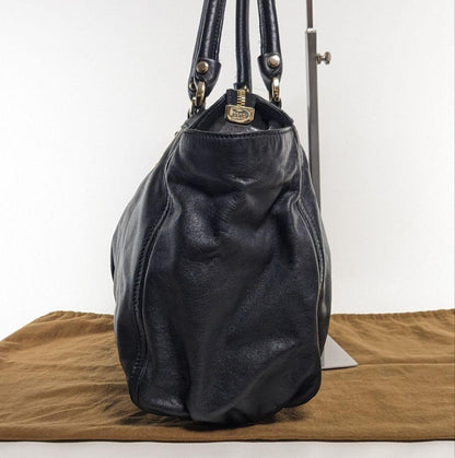 GUCCI Hand Bag Tote Purse Leather Black Authentic