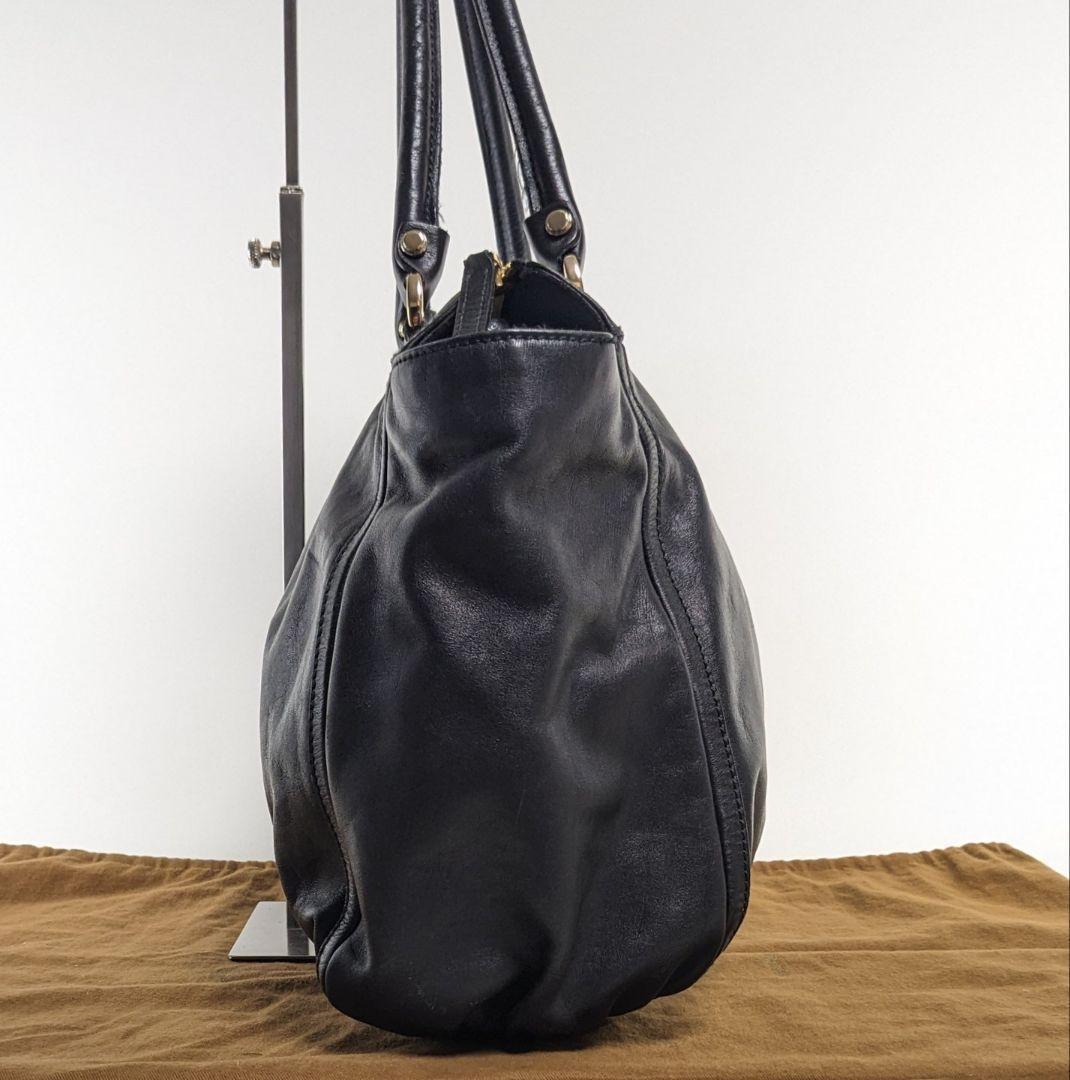 GUCCI Hand Bag Tote Purse Leather Black Authentic