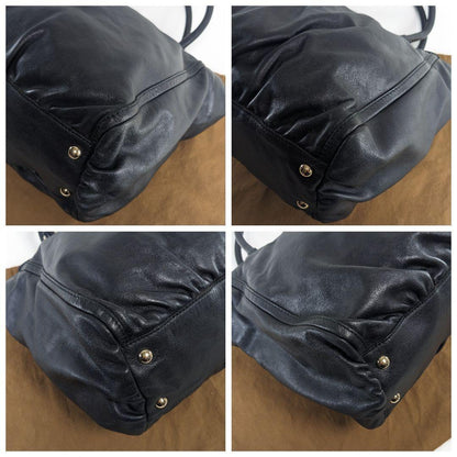 GUCCI Hand Bag Tote Purse Leather Black Authentic