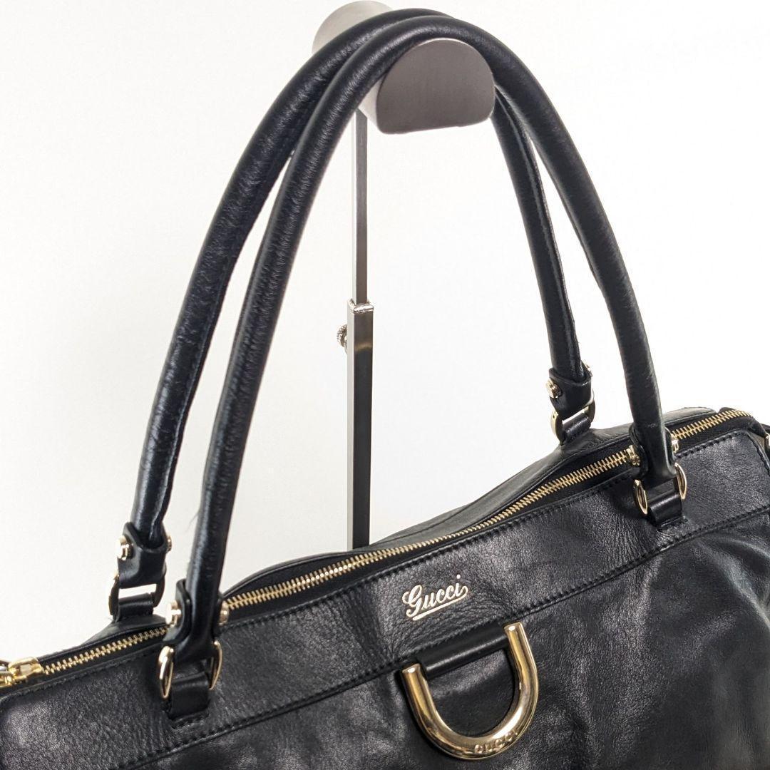 GUCCI Hand Bag Tote Purse Leather Black Authentic