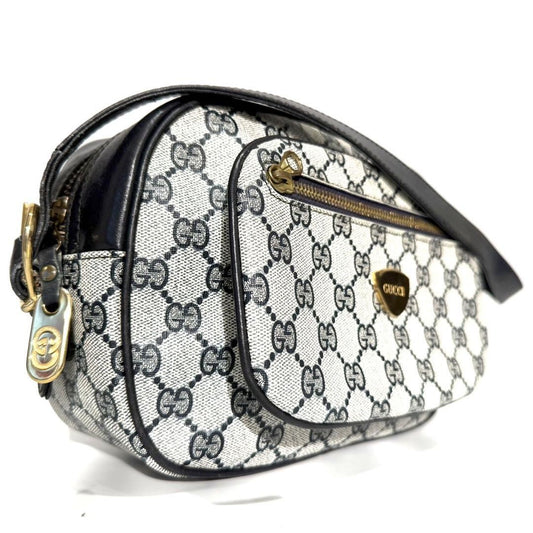 GUCCI Shoulder Camera Bag Purse GG Supreme Black Authentic